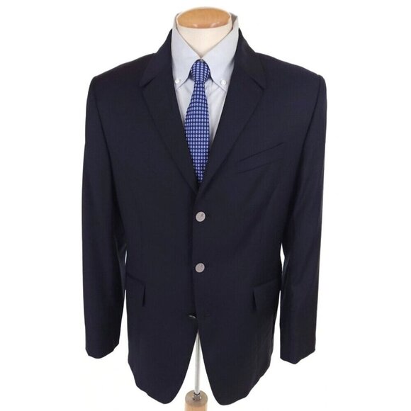 Vintage Thierry Mugler 3 Star Button Blazer Size 52 US 42 R Mens Navy - Picture 1 of 13